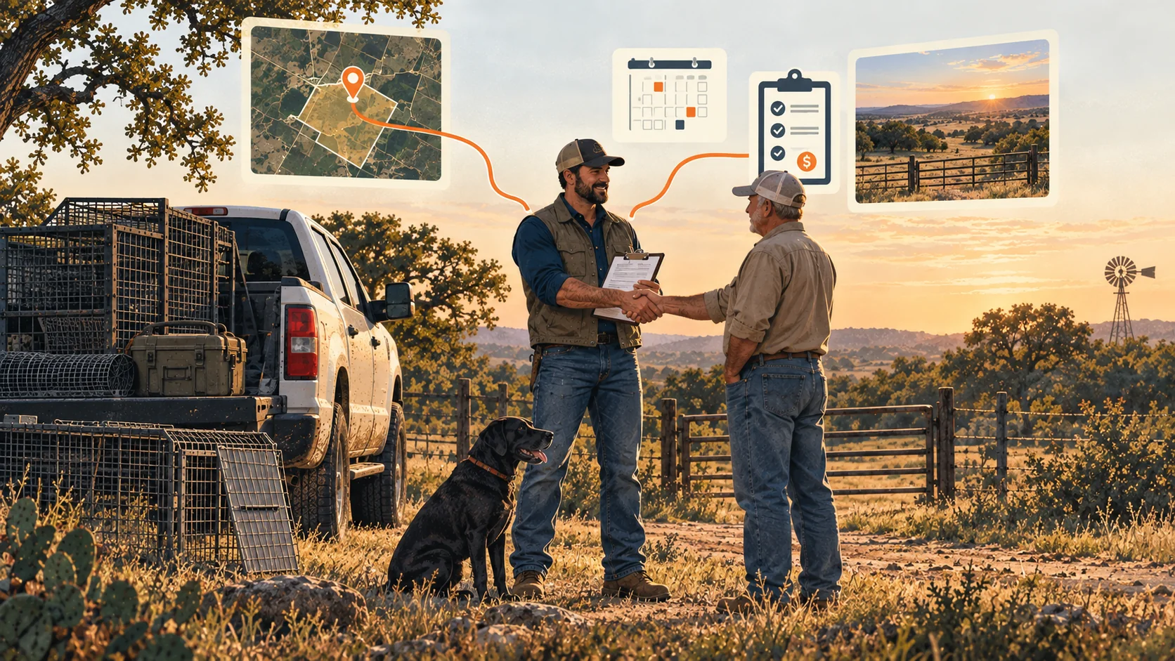Independent operator and property owner agreeing on work at a Texas ranch