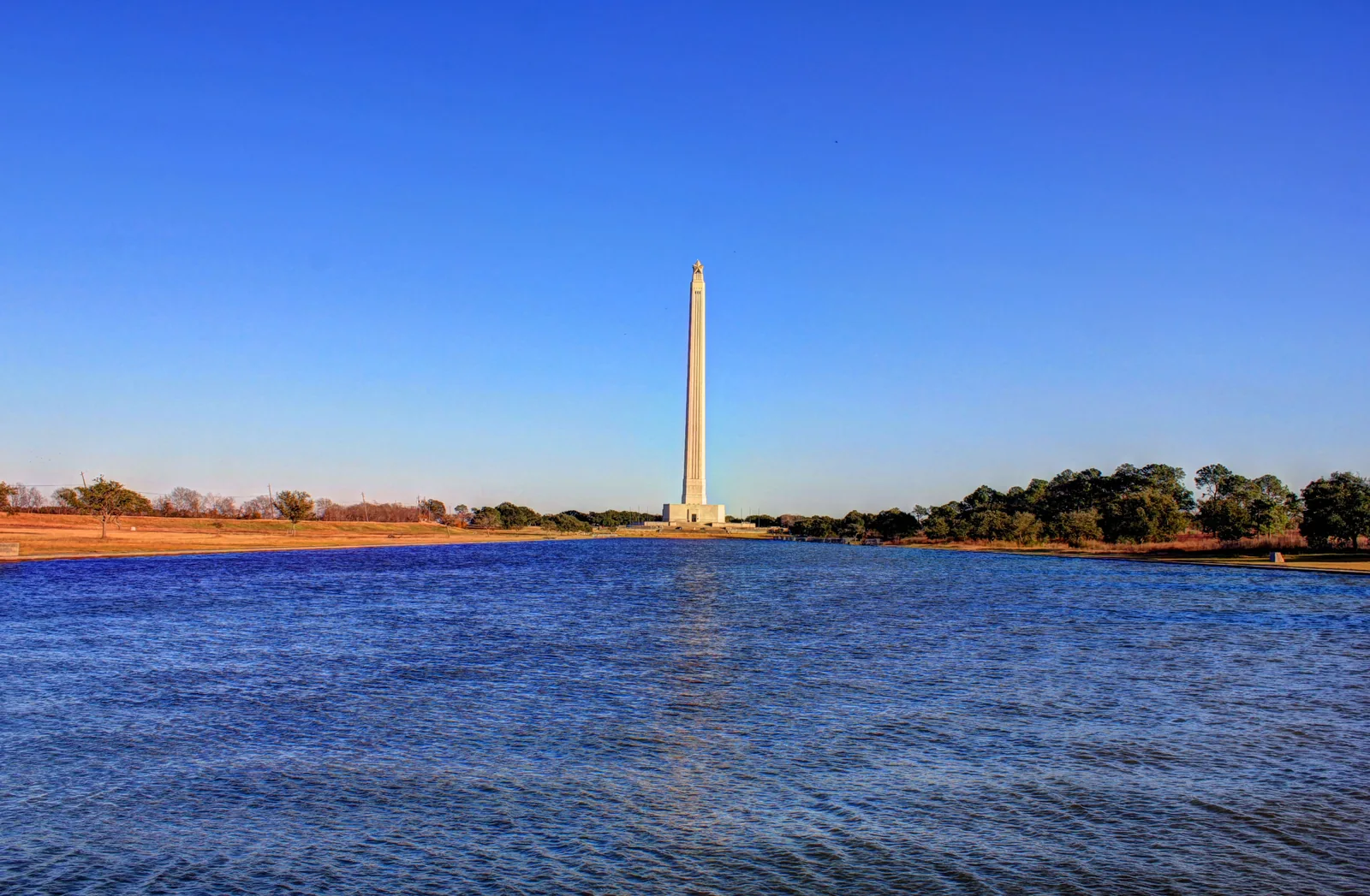 San Jacinto Monument across the reflecting pool in Harris County, Texas