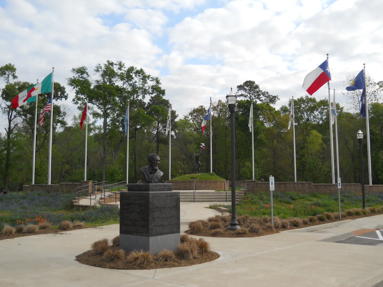 Lone Star Monument and Historical Flag Park with flags in Conroe, Montgomery County, Texas